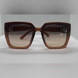 NWT Trendy Oversized Square Brown Gradient Sunglasses | Chic Vintage Style UV400